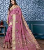 burgundy burgundy & gold-toned ethnic motifs embroidered zari saree