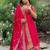 Red natural crepe silk party wear embroidery anarkali suit set