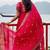 Red natural crepe silk party wear embroidery anarkali suit set