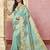 turquoise ethnic motifs embroidered silk cotton saree