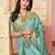 turquoise ethnic motifs embroidered silk cotton saree