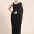 black black checked sequinned poly georgette saree