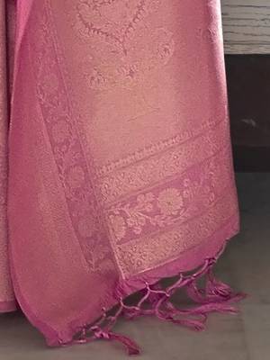 pink pink & gold-toned ethnic motifs zari silk blend kanjeevaram saree 4