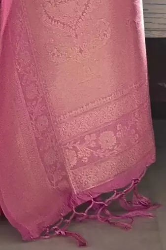 pink pink & gold-toned ethnic motifs zari silk blend kanjeevaram saree