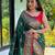 green green & pink woven design ethnic motifs zari silk blend patola saree