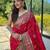 red red & green woven design zari patola saree