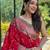 red red & green woven design zari patola saree