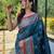 teal teal & red ethnic motifs woven design zari patola saree