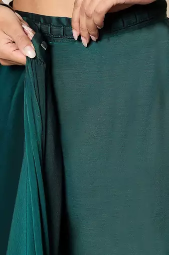 teal satin ready to wear saree