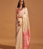 off_white ethnic motifs woven design zari banarasi saree