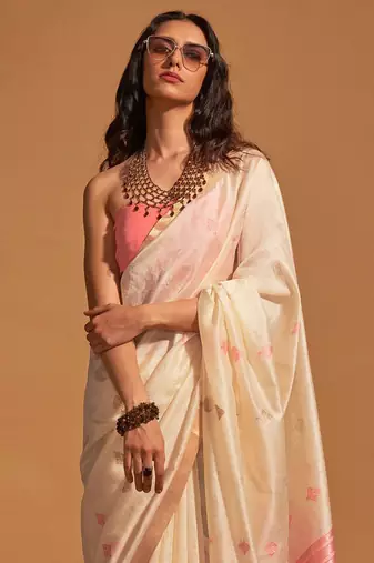 off_white ethnic motifs woven design zari banarasi saree
