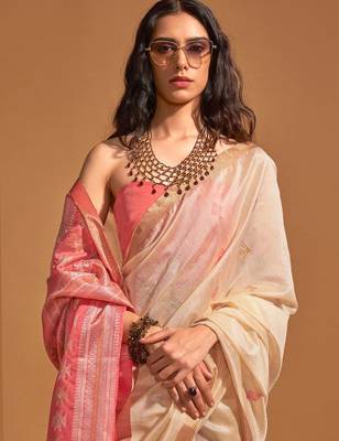 off_white ethnic motifs woven design zari banarasi saree 3
