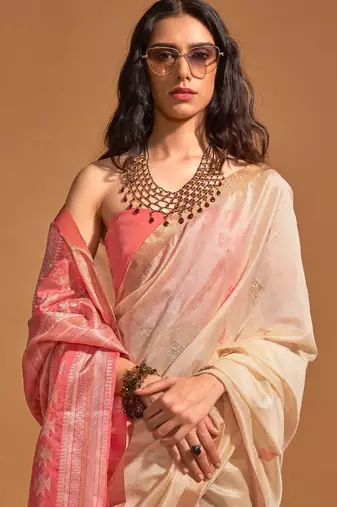 off_white ethnic motifs woven design zari banarasi saree