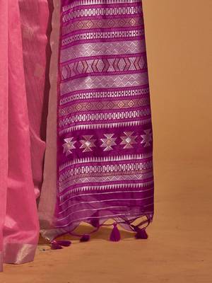 pink ethnic motifs woven design zari banarasi saree 5
