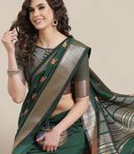 green green embroidered chanderi saree