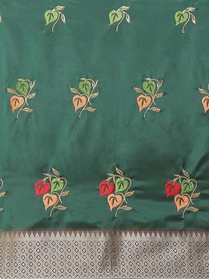green green embroidered chanderi saree 4
