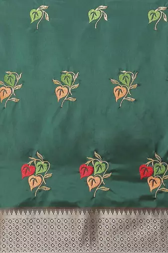 green green embroidered chanderi saree