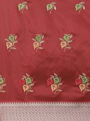 maroon maroon floral embroidered cotton saree 4