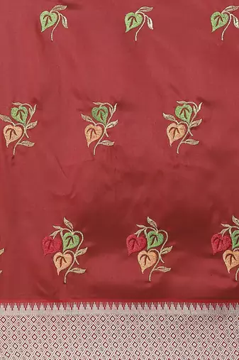 maroon maroon floral embroidered cotton saree