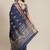 navy_blue navy blue & green floral embroidered cotton saree