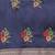 navy_blue navy blue & green floral embroidered cotton saree