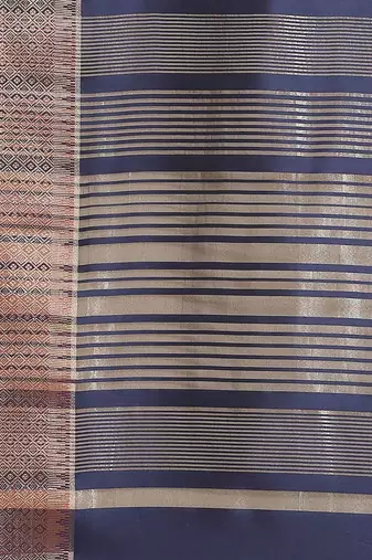 navy_blue navy blue & green floral embroidered cotton saree