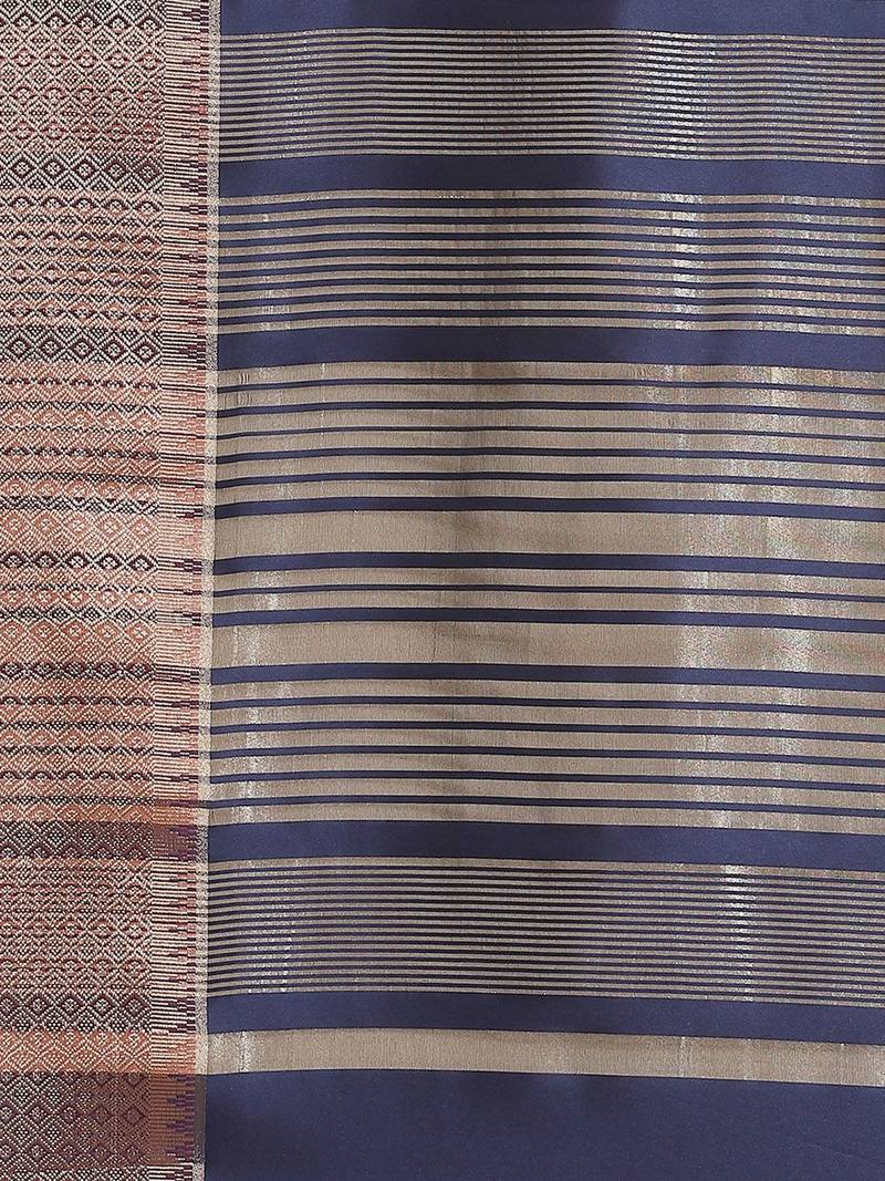 navy_blue navy blue & green floral embroidered cotton saree