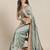 blue blue floral embroidered cotton saree with blouse