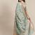 blue blue floral embroidered cotton saree with blouse