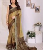 multicolor ethnic motifs pure chiffon fusion saree
