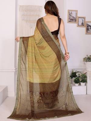 multicolor ethnic motifs pure chiffon fusion saree 4