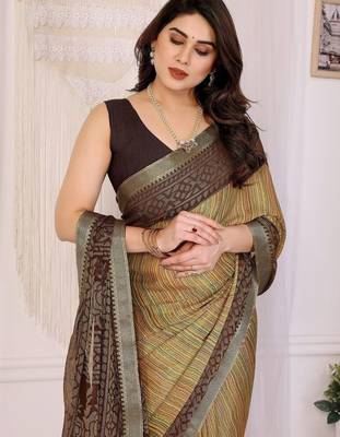 multicolor ethnic motifs pure chiffon fusion saree 5