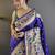 blue woven design zari paithani saree