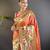 peach woven design zari paithani saree