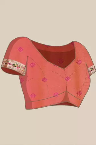 peach woven design zari paithani saree