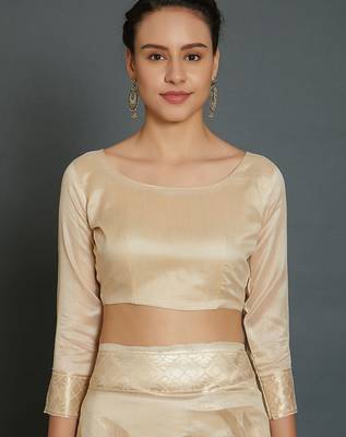 beige beige silk blend woven design kanjeevaram saree 2
