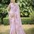 pink floral printed satin saree