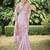 pink floral printed satin saree