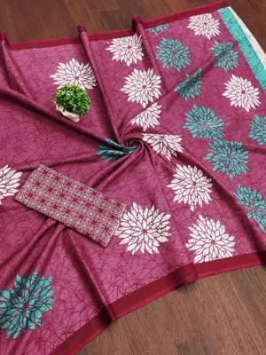 magenta floral pure cotton designer saree 5
