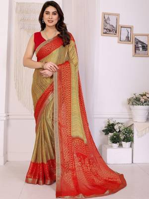 multicolor ethnic motifs pure chiffon fusion saree 1