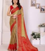 multicolor ethnic motifs pure chiffon fusion saree
