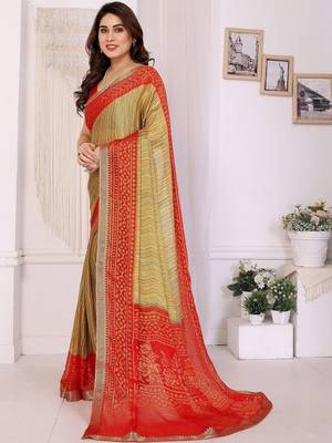 multicolor ethnic motifs pure chiffon fusion saree 2