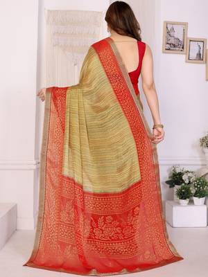 multicolor ethnic motifs pure chiffon fusion saree 3