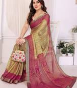 multicolor ethnic motifs pure chiffon saree