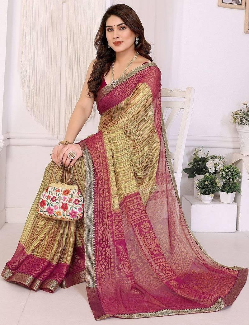 multicolor ethnic motifs pure chiffon saree