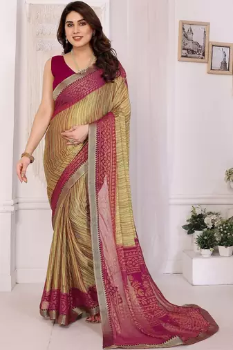 multicolor ethnic motifs pure chiffon saree