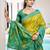olive woven design zari silk blend pochampally saree