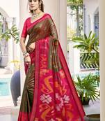 green woven design zari silk blend pochampally saree