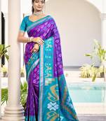 purple woven design zari silk blend pochampally saree