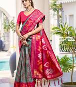 sea_green woven design zari silk blend pochampally saree